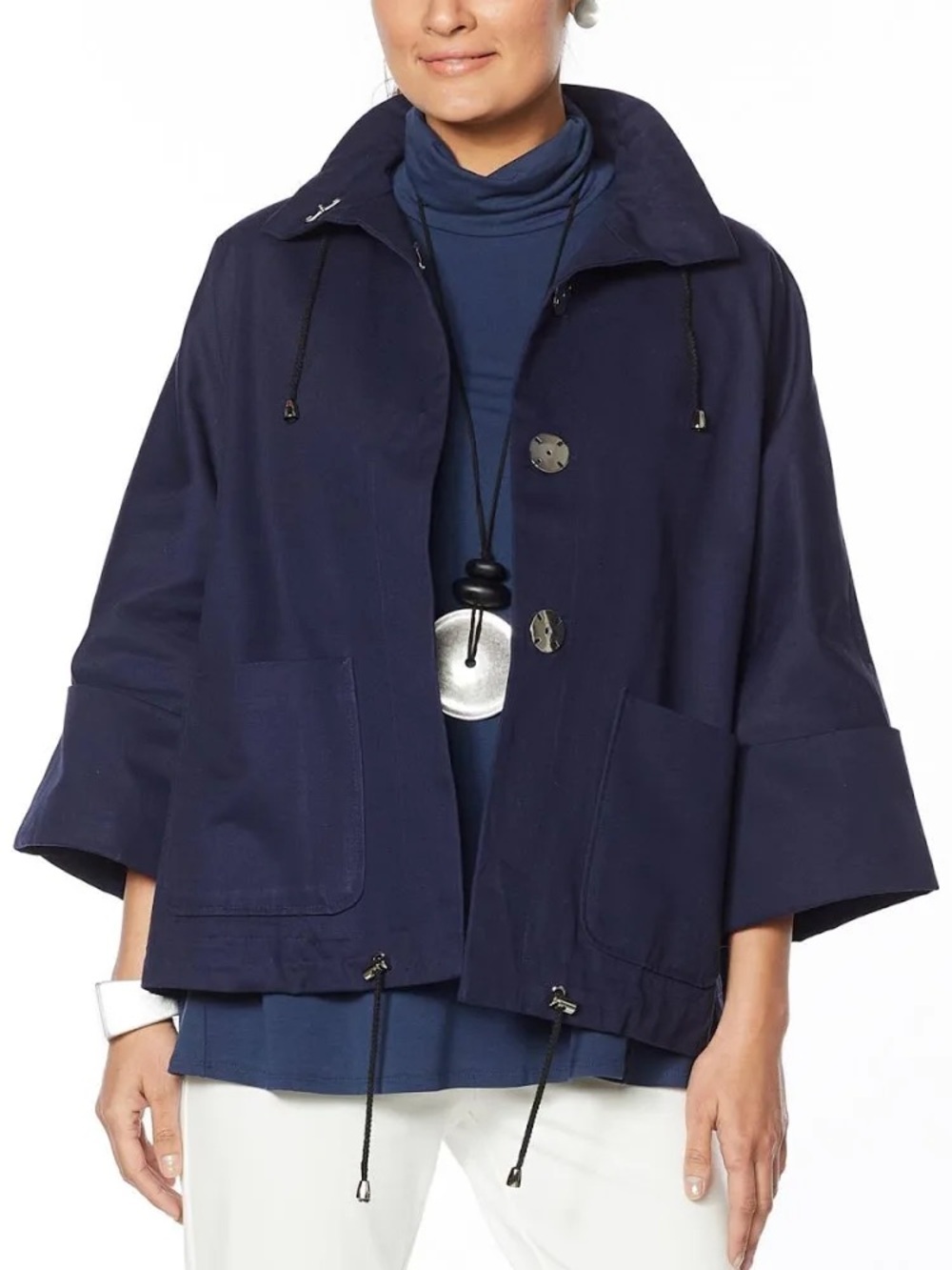 MarlaWynne Navy Drawstring Utility Jacket